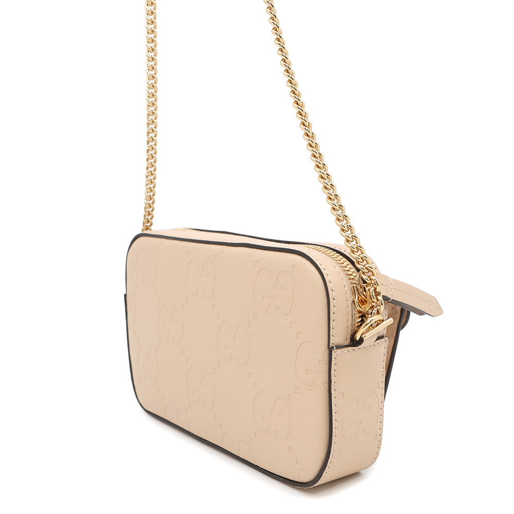 Gucci ?GG Super Mini Chainshoulder Beige781554 Leather