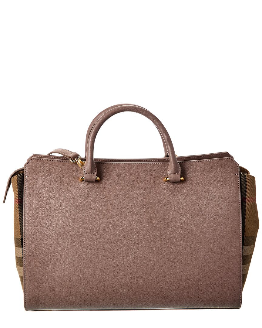 Burberry Banwell Medium Leather & Check Canvas Satchel