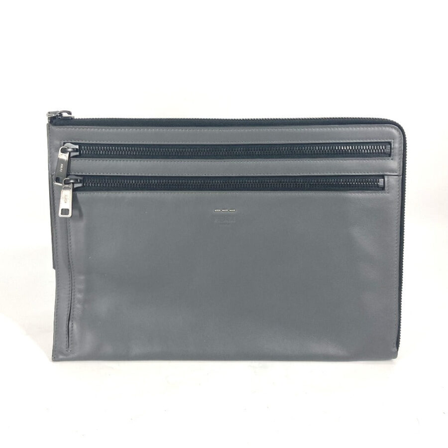 FENDI Clutch bag leather gray Zip mens | Studio Nafay