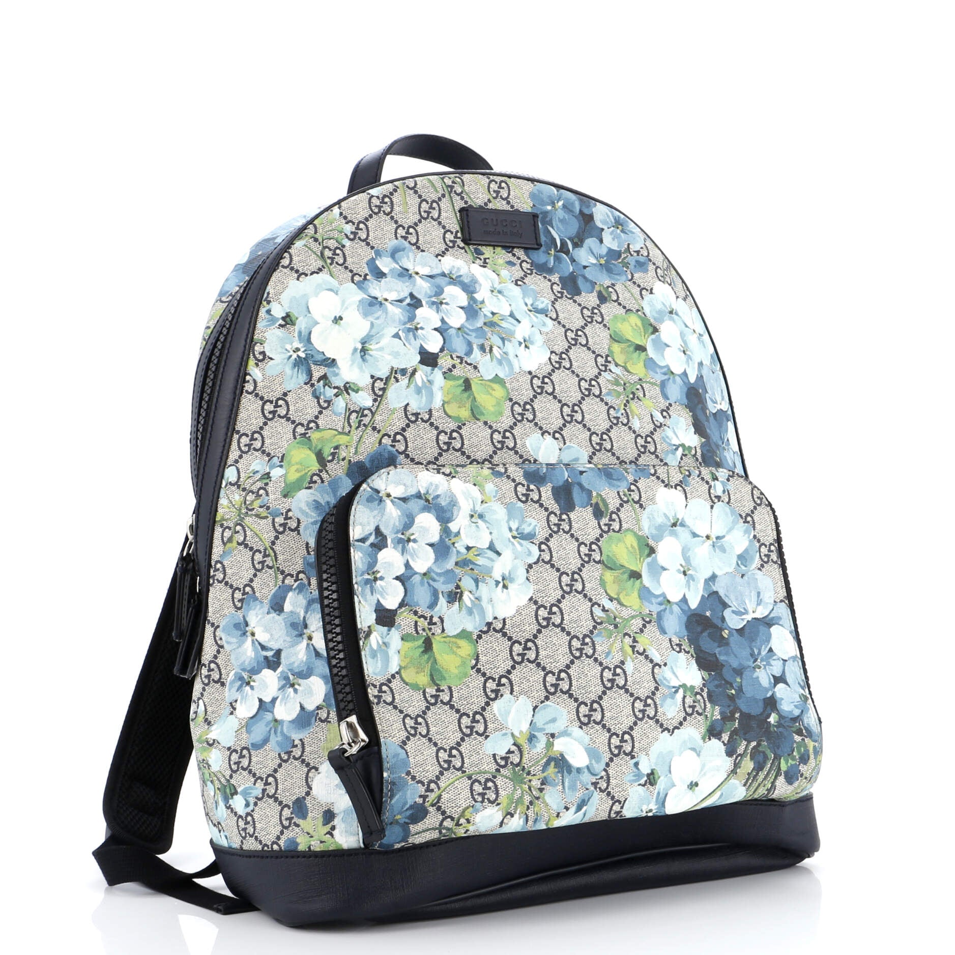 Zip Pocket Backpack Blooms Print GG Coated Canvas Medium