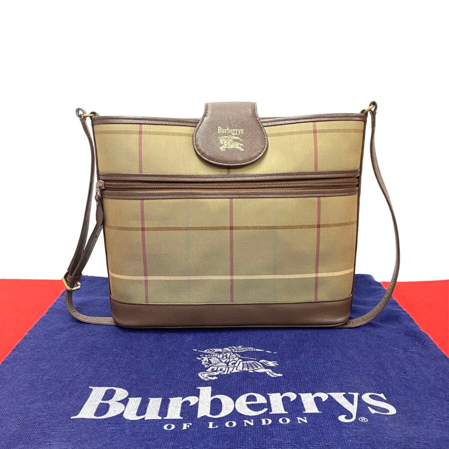 Burberrys Nova Check Shadow Horse Canvas Leather Shoulder Bag | Studio Nafay