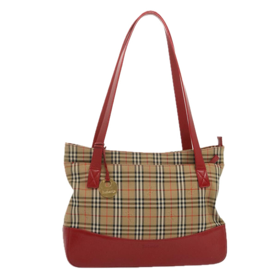 BURBERRYSs Nova Check Tote Bag Canvas Beige Red Auth 68740 | Studio Nafay