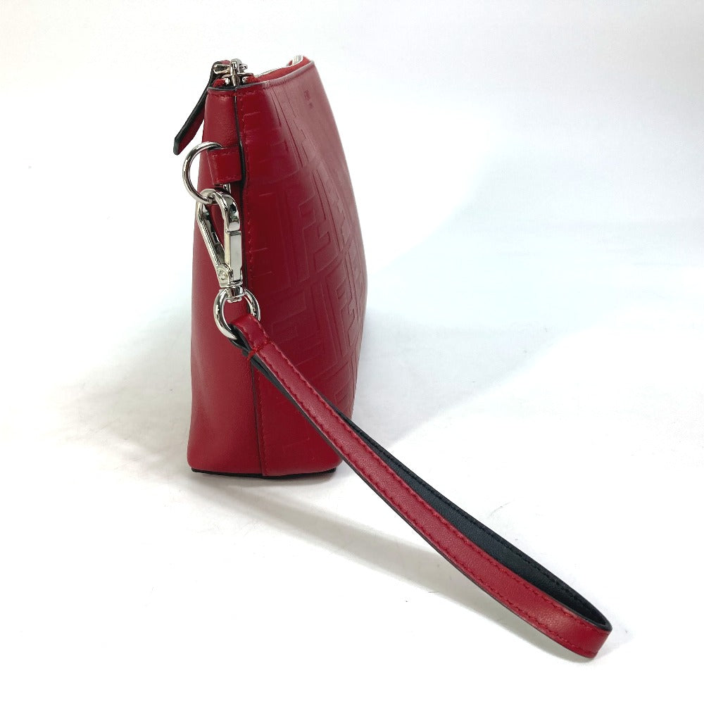 Fendi Clutch Bag Leather Red Zucca Mens
