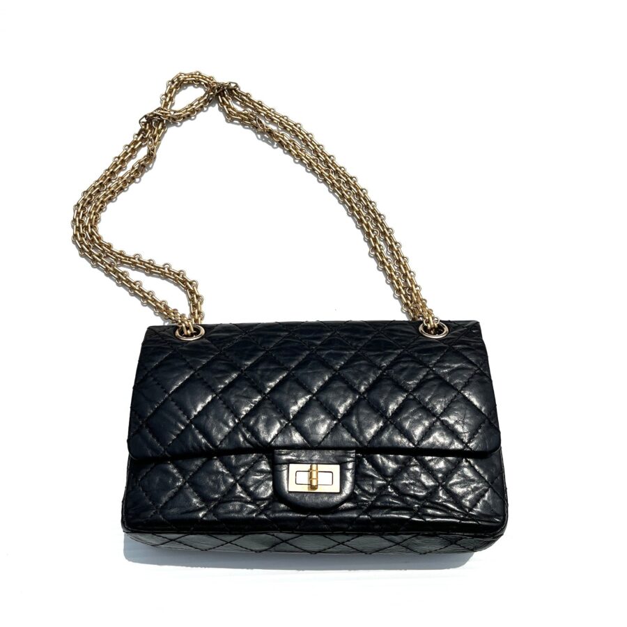 Chanel 2.55 black bag – front view