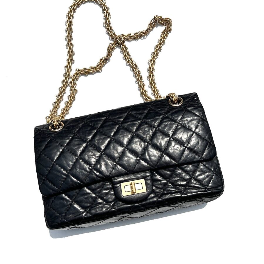 Chanel 2.55 black bag – front view