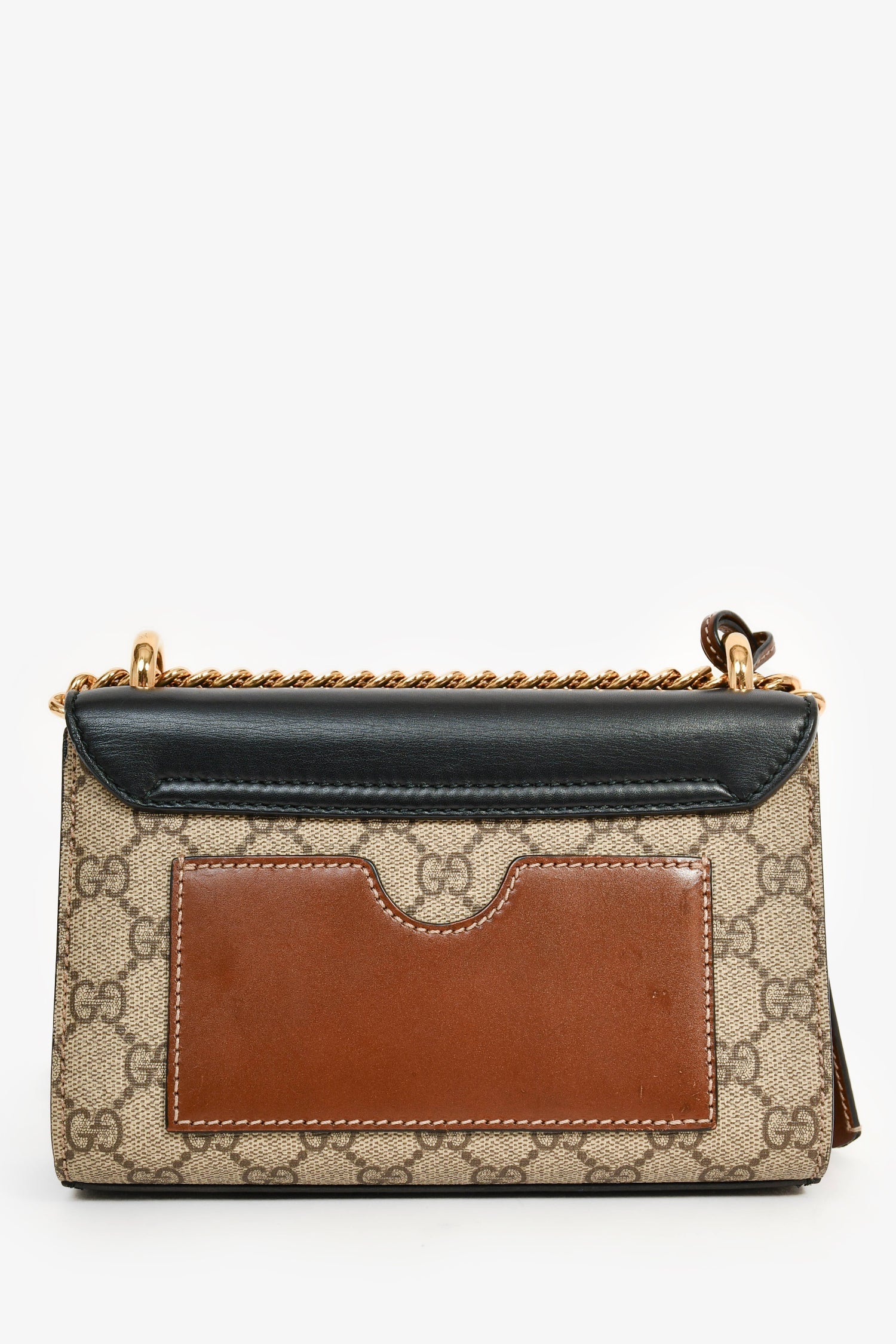 Gucci Beige GG Supreme/ Black Leather ‘Padlock’ Bag