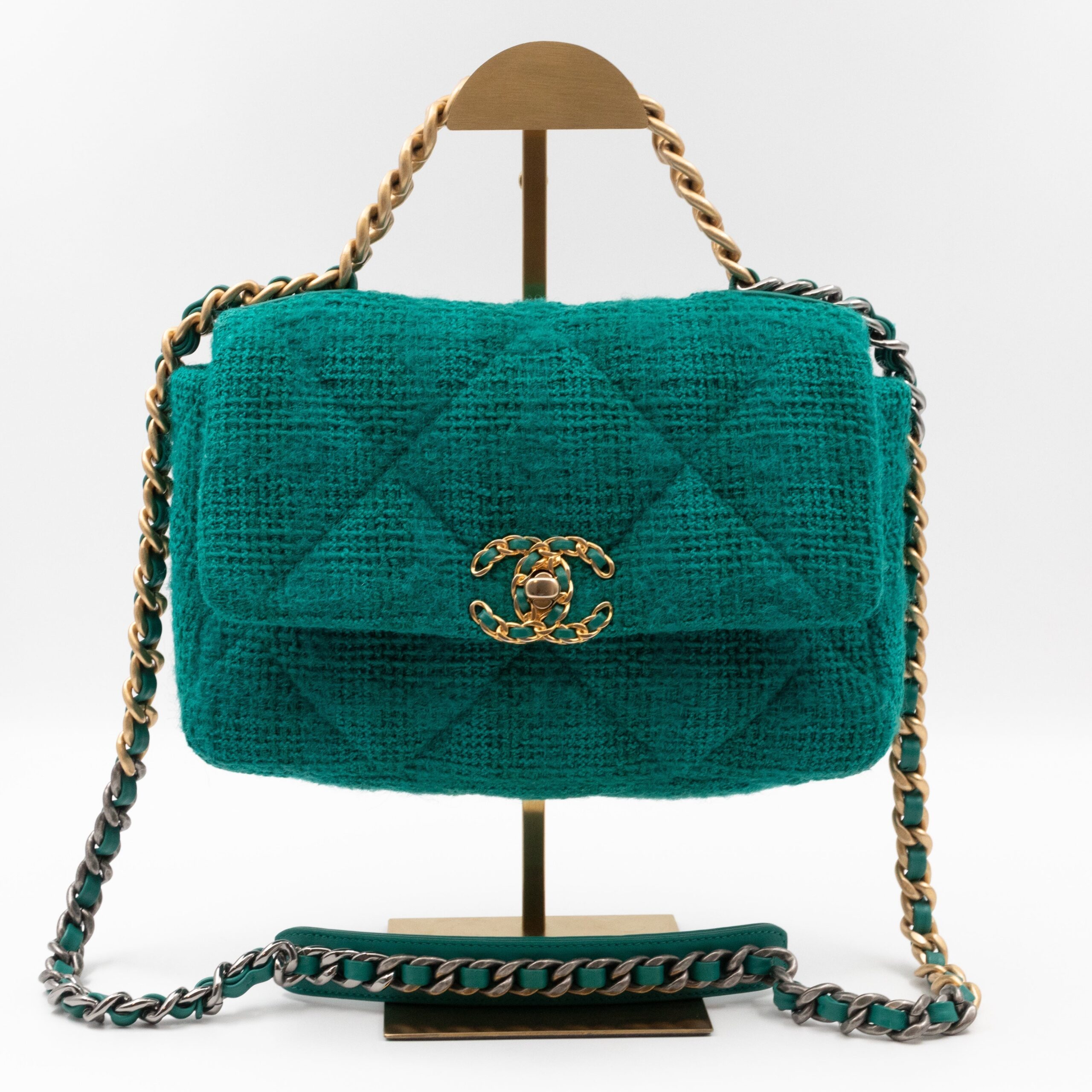 Chanel 19 Small Turquoise Tweed - Product Image 2