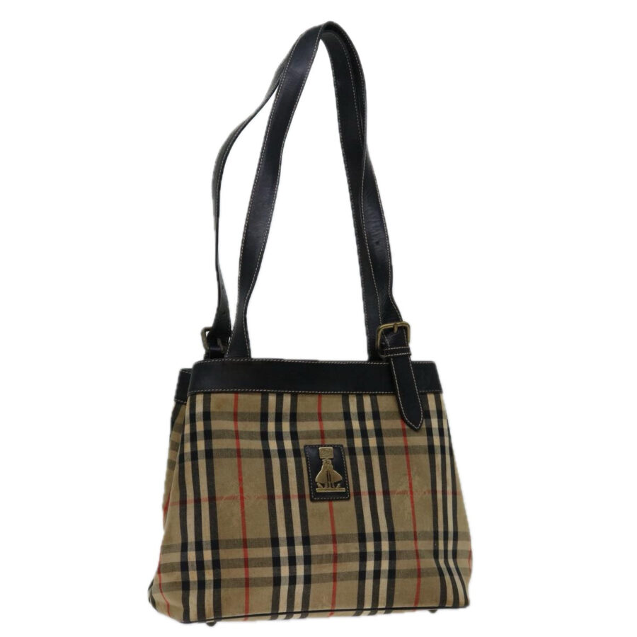 BURBERRYSs Nova Check Shoulder Bag Canvas Beige Black Auth bs12788 | Studio Nafay