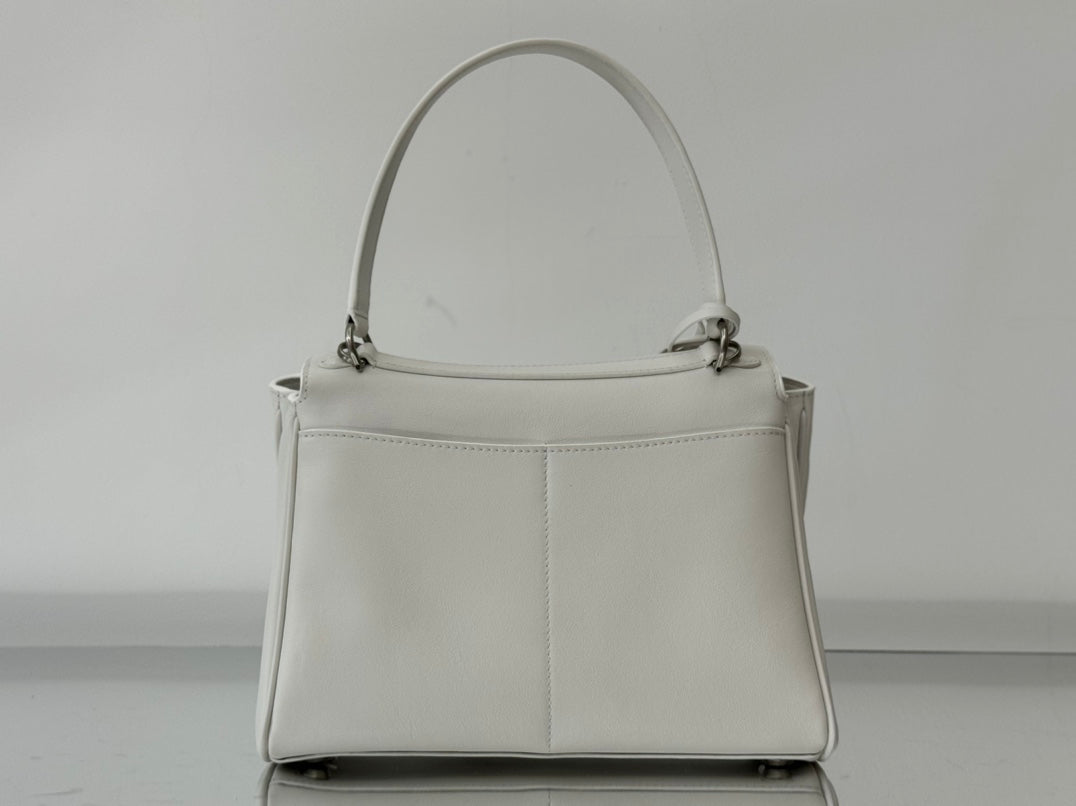 RODEO SMALL BAG 29 IN WHITE SMOOTH CALFSKIN SILVER HARDWARE | Studio Nafay