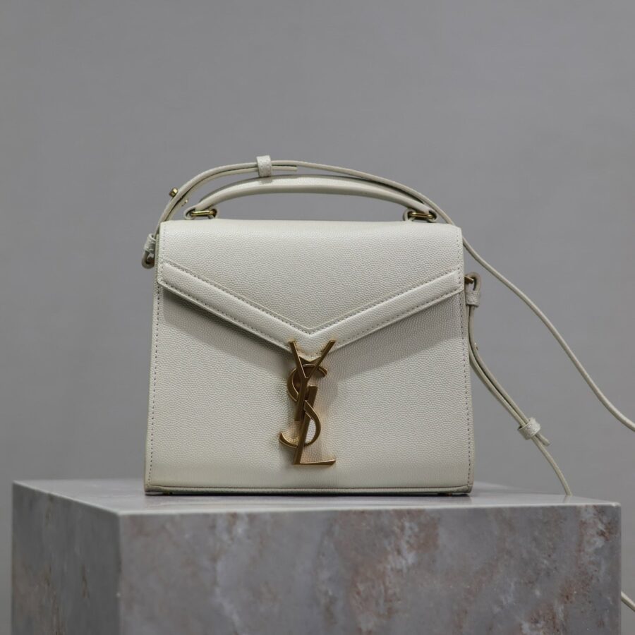 CASSANDRA MINI TOP HANDLE BAG 20 IN WHITE CALFSKIN GOLD HARDWARE | Studio Nafay