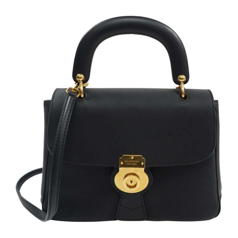 BURBERRY Black Medium Trench Leather DK88 Top Handle Bag with detachable shoulder strap | Studio Nafay