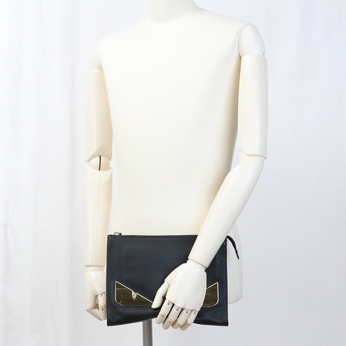 Fendi A7SR Monster Clutch Bag Calfskin Black Mens