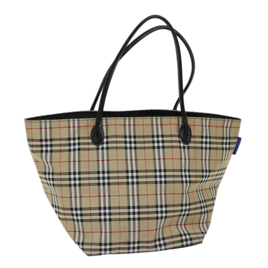 BURBERRYSs Nova Check Blue Label Tote Bag Nylon Beige Auth yb525 | Studio Nafay
